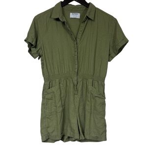 4/$25 Old navy army green shorts romper button front